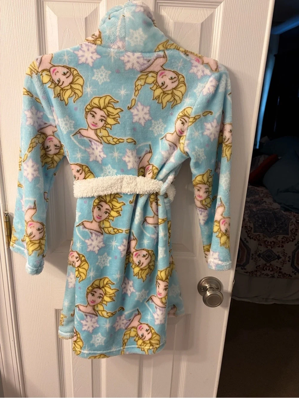 Disney Frozen Elsa Light Blue Fleece Robe with Sherpa Trim